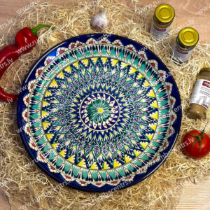 Usbeki kauss/taldrik Ljagan 38cm sinine