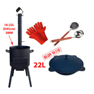 Komplekt 22 L Kasutusvalmis N3 (Ahjuplaat 3 mm (45 cm) + pada 22 l + lusikas 47 cm + tass 47 cm + kindad)