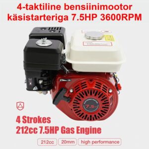 Bensiinimootor 4-taktiline, 210CC 3kW 7.5HP, käsistarteriga