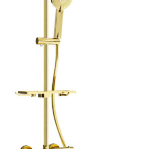 KT40 seinale paigaldatav duššikomplekt vihmuti ja termostaatkraaniga, kuldne