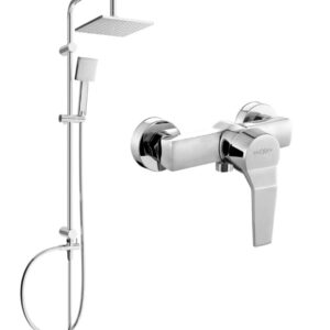 Tord seinale kinnitatav duššikomplekt vihmaduši ja Caro dušisegistiga, kroom