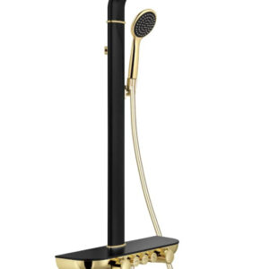 Bolt- pealispaigaldusega duššikomplekt vihmuti ja segistiga, must/kuldne