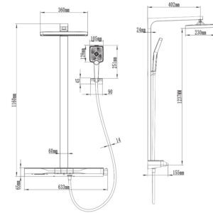 Zoom- duššikomplekt vihmutiga ja segistiga, must