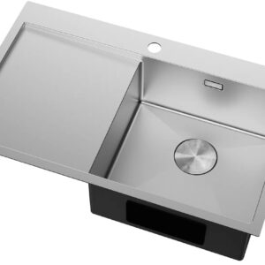 Exar- roostevabast terasest valamu 1-kausiga, nõudekuivatusüsteemiga, parempoolne 780 x 480 mm, inox