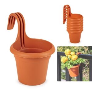 Rippuv lillepott konksuga, Ø 16 cm (Terrakota värv)