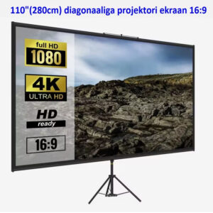 110"(280cm) diagonaaliga projektori ekraan 16:9 HD 4K