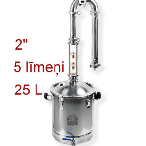 25L 2″  5-tasandiline BABYLON CRISTAL vaskkorkidega, destilleerimis- ja rektifitseerimisaparaadiga (TEN-i väljalaskeavaga)