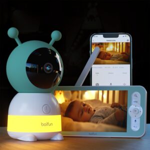 BOIFUN 2K WiFi beebimonitor kaamera, öövalguse ja rakenduse juhtimisega